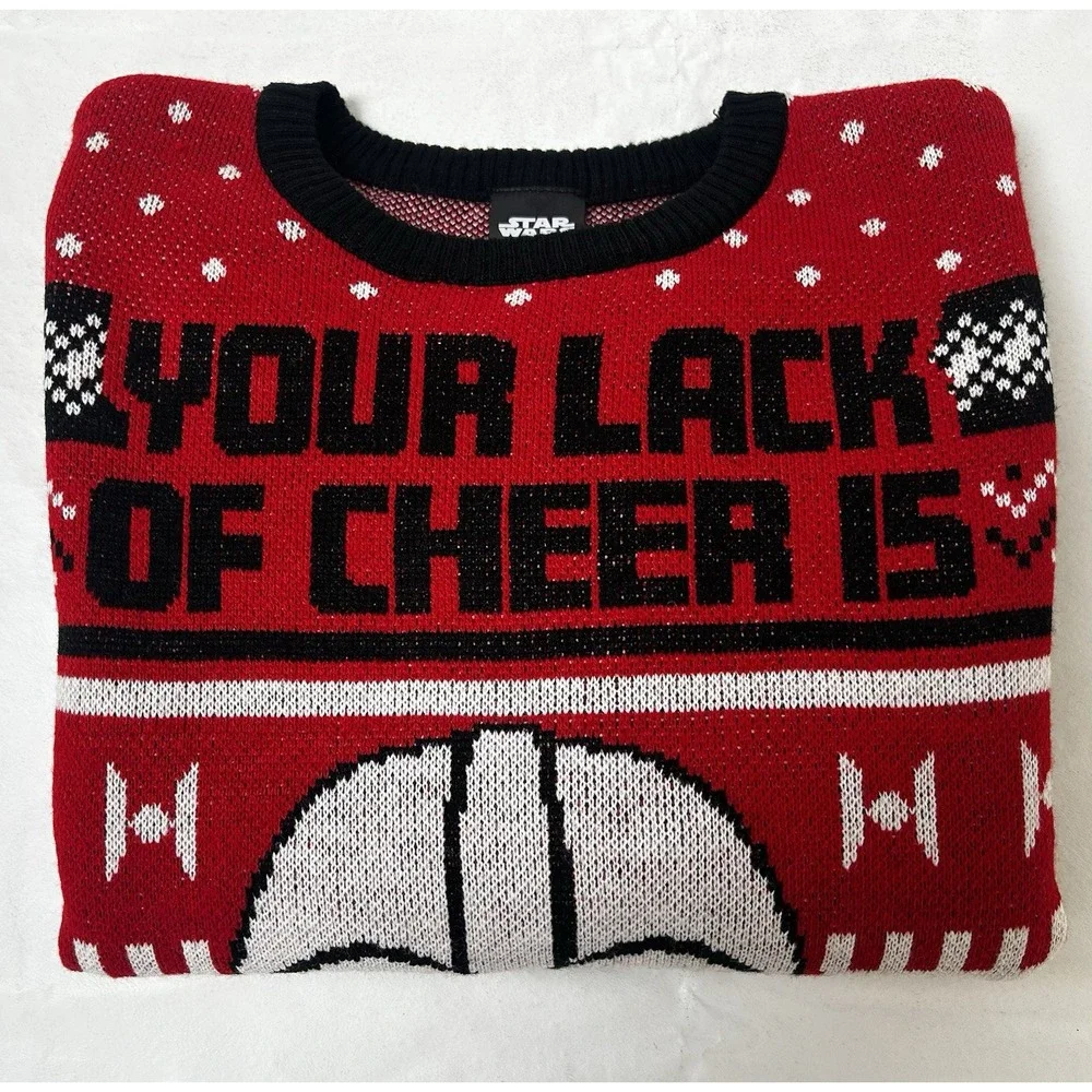 Star Wars Darth Vader Ugly Christmas Sweater Unisex Medium Red, White, & Black